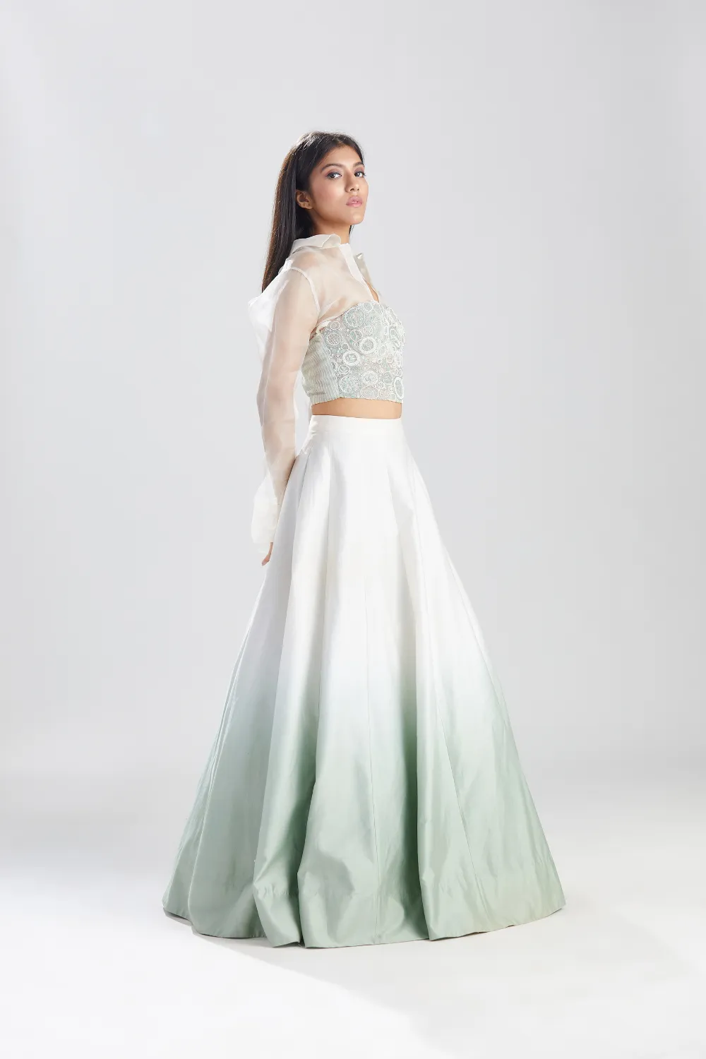 Noor Celadon Vrit Corset with Skirt