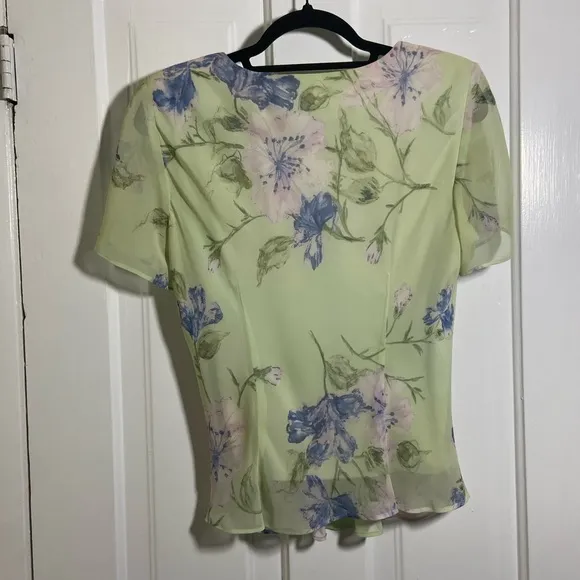 NWOT Vintage Dress Barn Light Green Pastel Floral 2-Piece Skirt Set Dress
