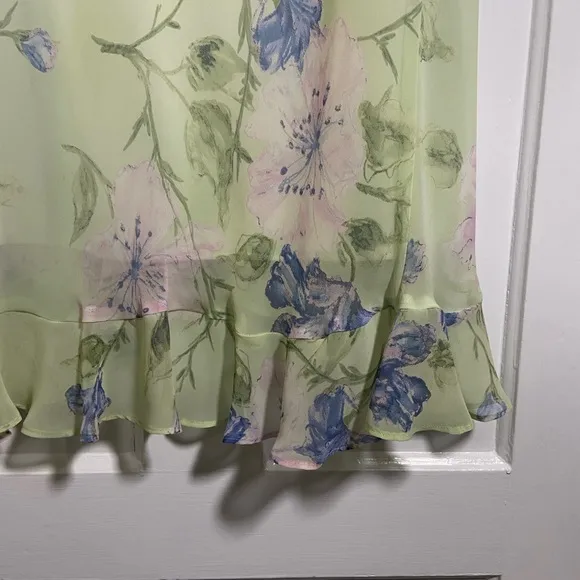NWOT Vintage Dress Barn Light Green Pastel Floral 2-Piece Skirt Set Dress