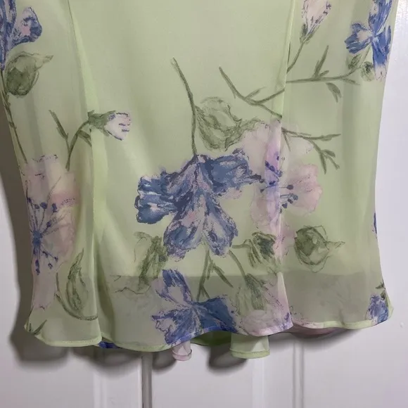 NWOT Vintage Dress Barn Light Green Pastel Floral 2-Piece Skirt Set Dress