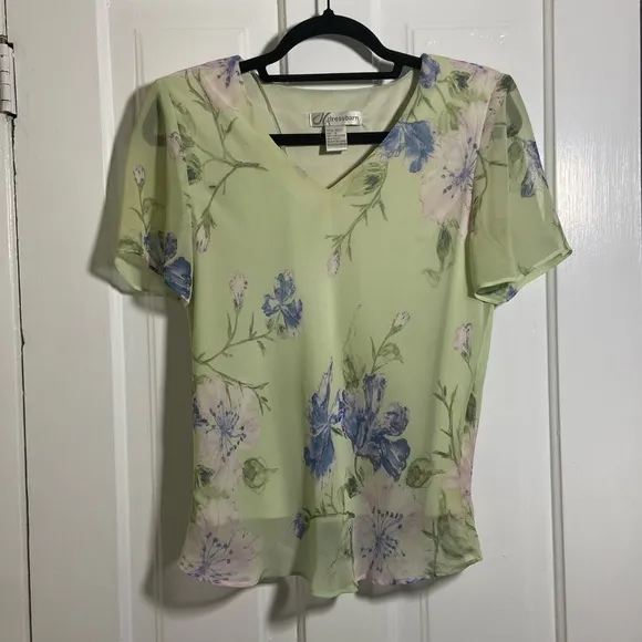NWOT Vintage Dress Barn Light Green Pastel Floral 2-Piece Skirt Set Dress