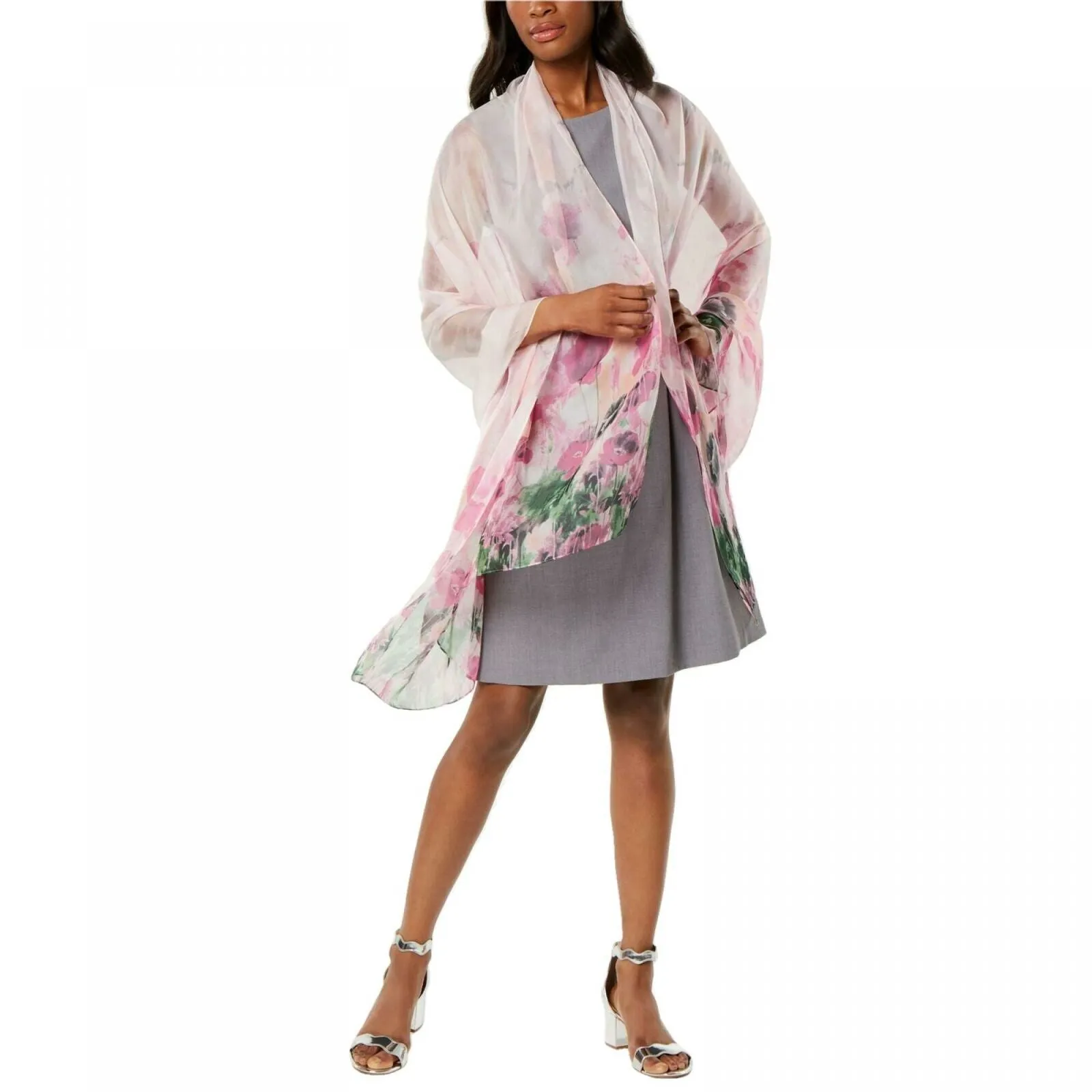 NWT Cejon Womens Ethereal Peony Flower-Print Oversized Wrap. P0171 One Size