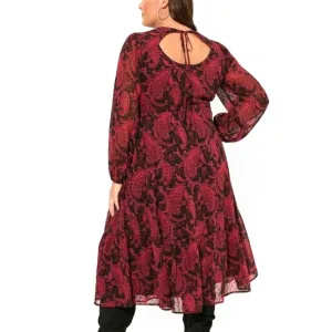 ❤NWT TORRID DRESS - TEA LENGTH - A-LINE PAISLEY CHIFFON - OPEN BACK - PLUS SIZE