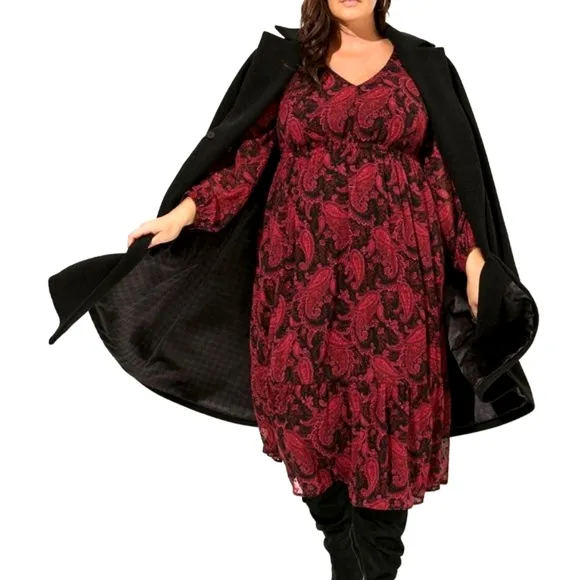 ❤NWT TORRID DRESS - TEA LENGTH - A-LINE PAISLEY CHIFFON - OPEN BACK - PLUS SIZE