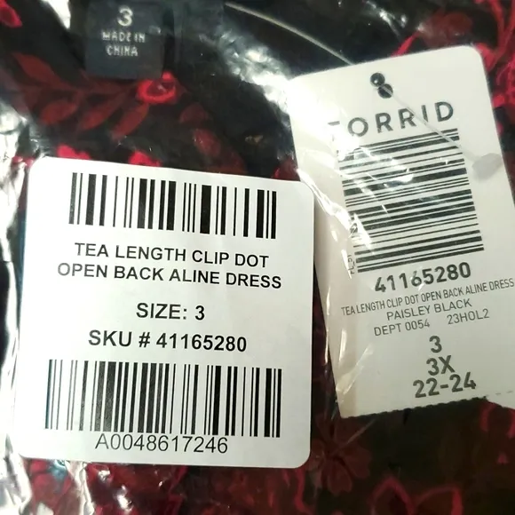 ❤NWT TORRID DRESS - TEA LENGTH - A-LINE PAISLEY CHIFFON - OPEN BACK - PLUS SIZE