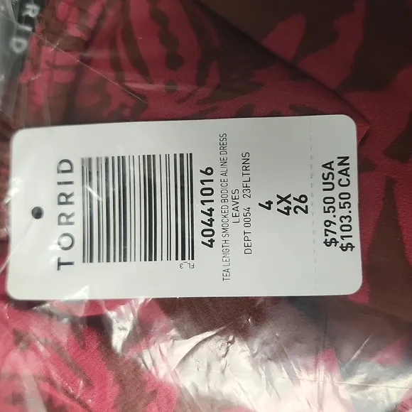 ❤NWT TORRID POCKETS DRESS - TEA LENGTH - A-LINE LEAF PRINT - CHIFFON - PLUS SIZE
