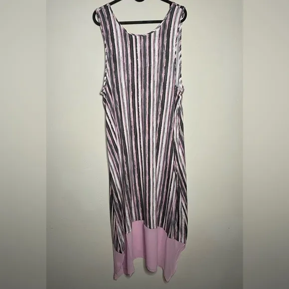 NWT Women’s Simply Vera Vera Wang Pink Gray Stripe Sleepwear chemise Size XXL