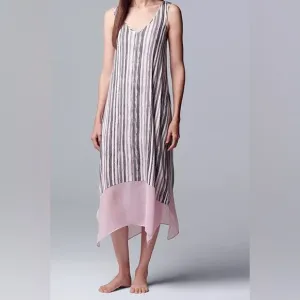 NWT Women’s Simply Vera Vera Wang Pink Gray Stripe Sleepwear chemise Size XXL