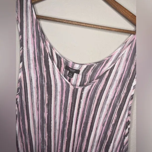 NWT Women’s Simply Vera Vera Wang Pink Gray Stripe Sleepwear chemise Size XXL