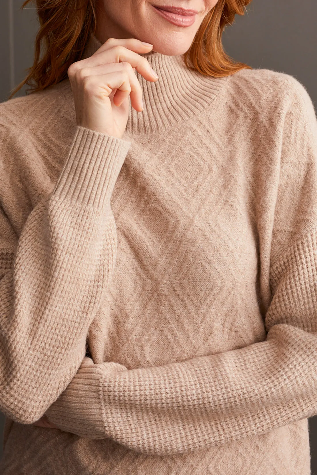 Oatmeal Mock Neck Sweater