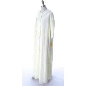 Odette Barsa Vintage Nylon Lingerie Nightgown Robe Set Lace Peignoir Negligee Yellow L NWT 1960s