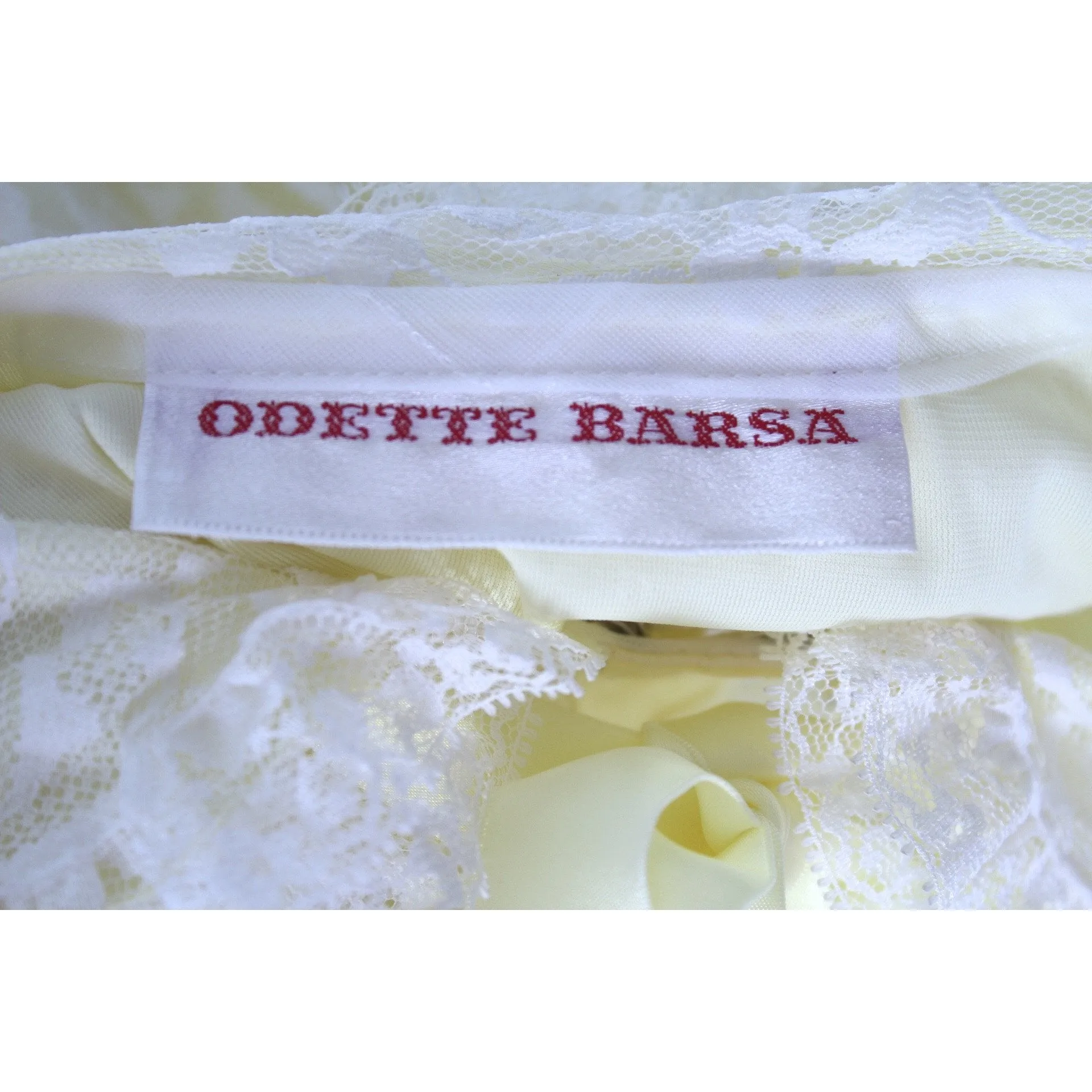 Odette Barsa Vintage Nylon Lingerie Nightgown Robe Set Lace Peignoir Negligee Yellow L NWT 1960s