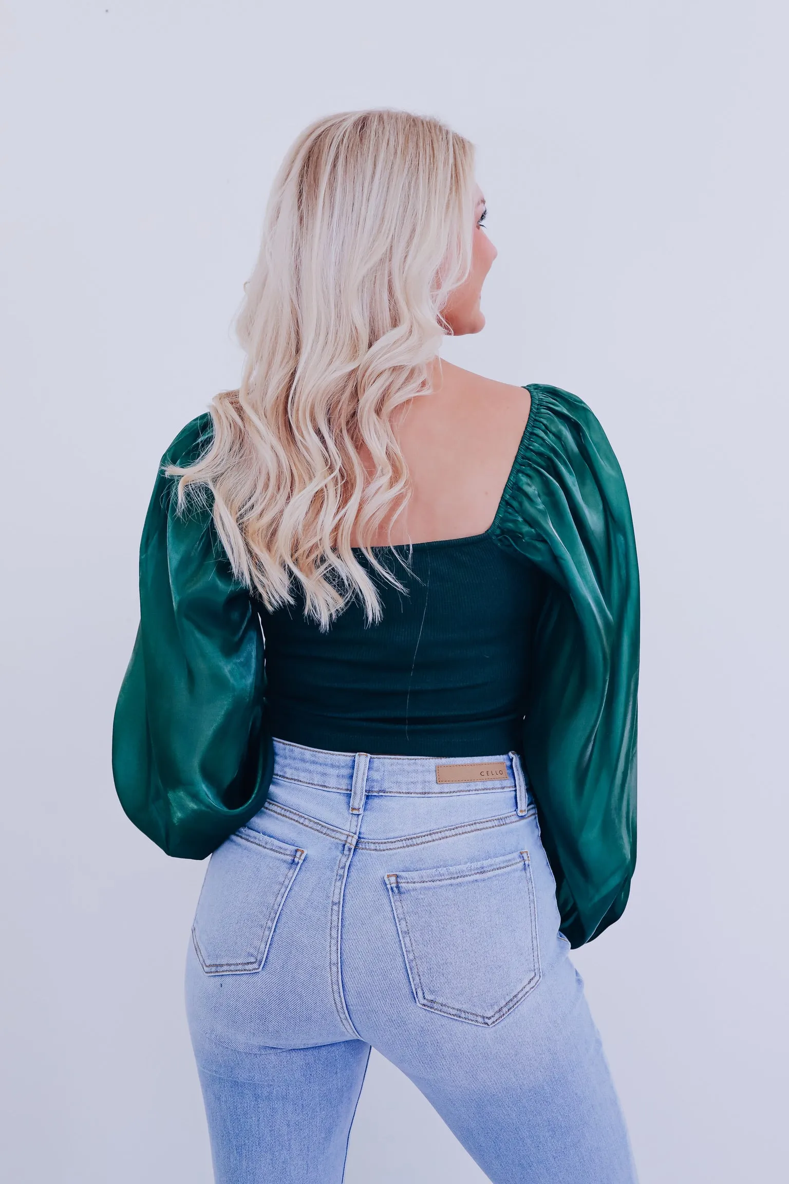 Ona Organza Sleeve Corset Top - Green
