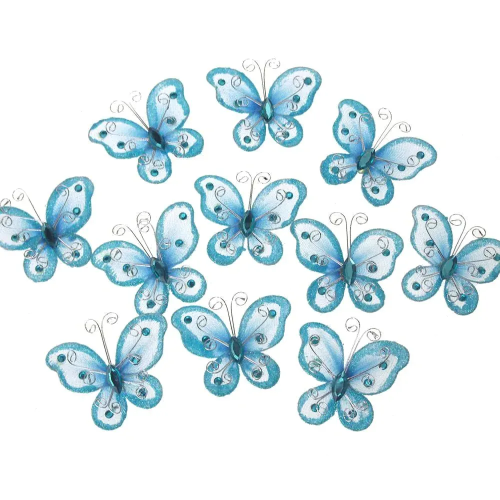 Organza Nylon Glitter Butterflies, 2-inch, 20-Piece