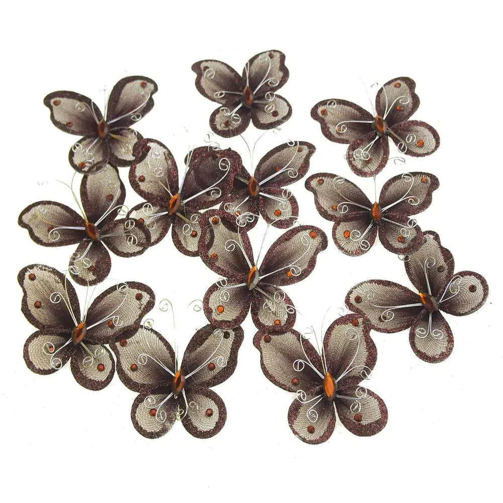 Organza Nylon Glitter Butterflies, 2-inch, 20-Piece