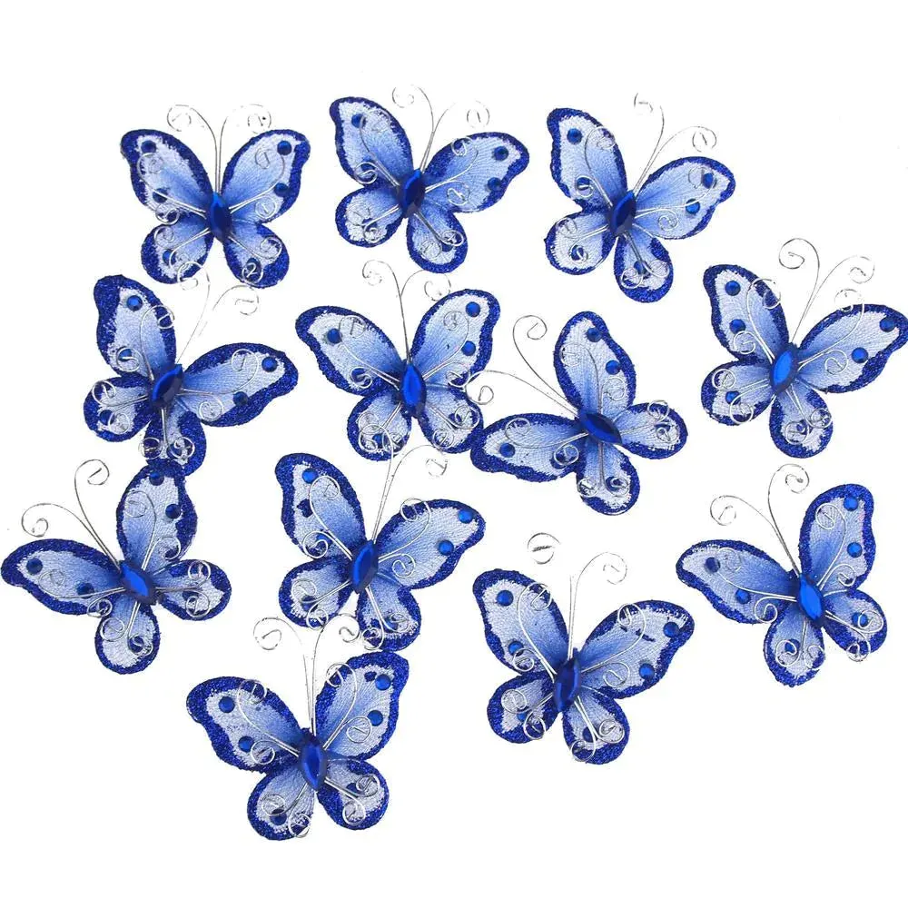Organza Nylon Glitter Butterflies, 2-inch, 20-Piece