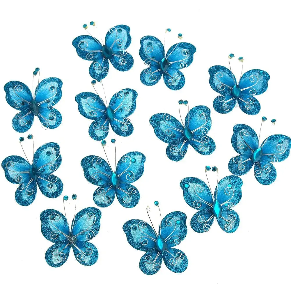 Organza Nylon Glitter Butterflies, 2-inch, 20-Piece