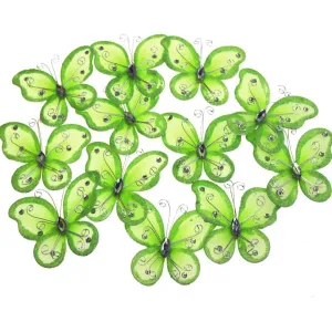 Organza Nylon Glitter Butterflies, 2-inch, 20-Piece