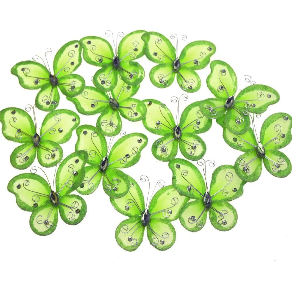 Organza Nylon Glitter Butterflies, 2-inch, 20-Piece
