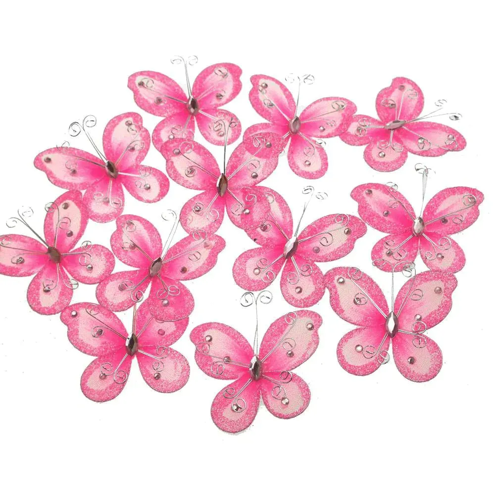 Organza Nylon Glitter Butterflies, 2-inch, 20-Piece