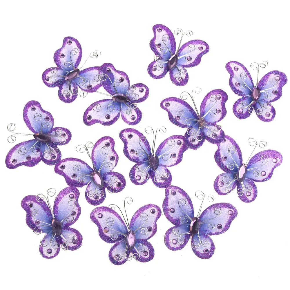 Organza Nylon Glitter Butterflies, 2-inch, 20-Piece