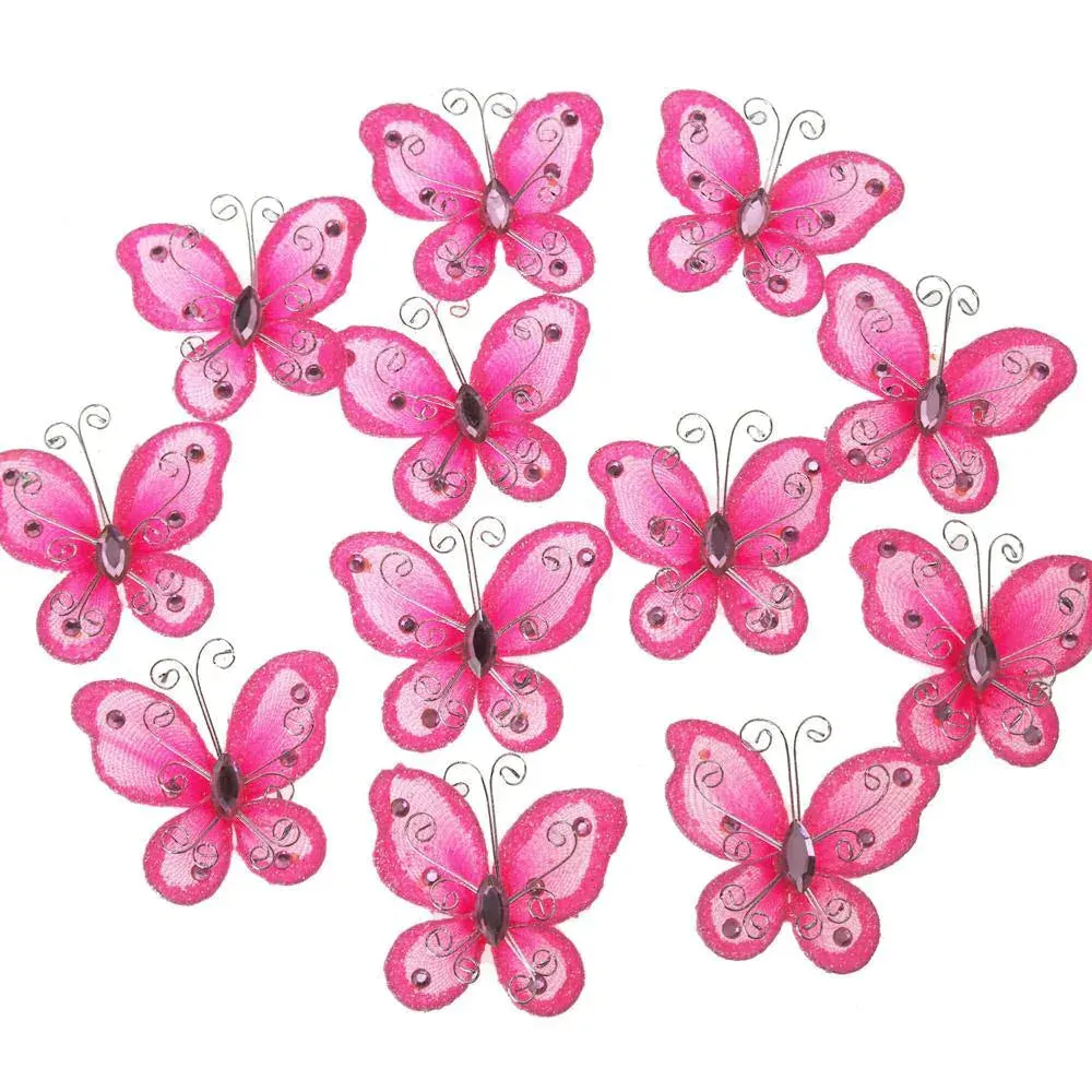 Organza Nylon Glitter Butterflies, 2-inch, 20-Piece
