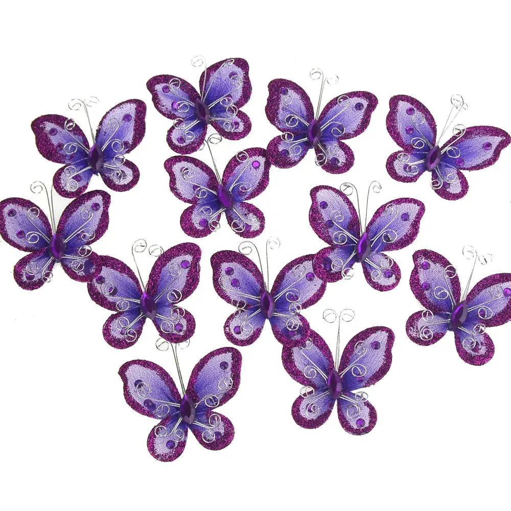 Organza Nylon Glitter Butterflies, 2-inch, 20-Piece