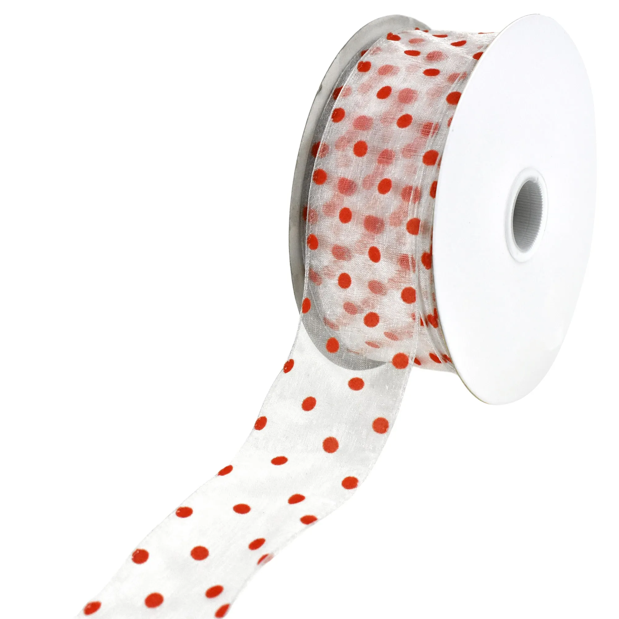 Organza Polka Dots Wired Ribbon, 2-Inch, 50-Yard