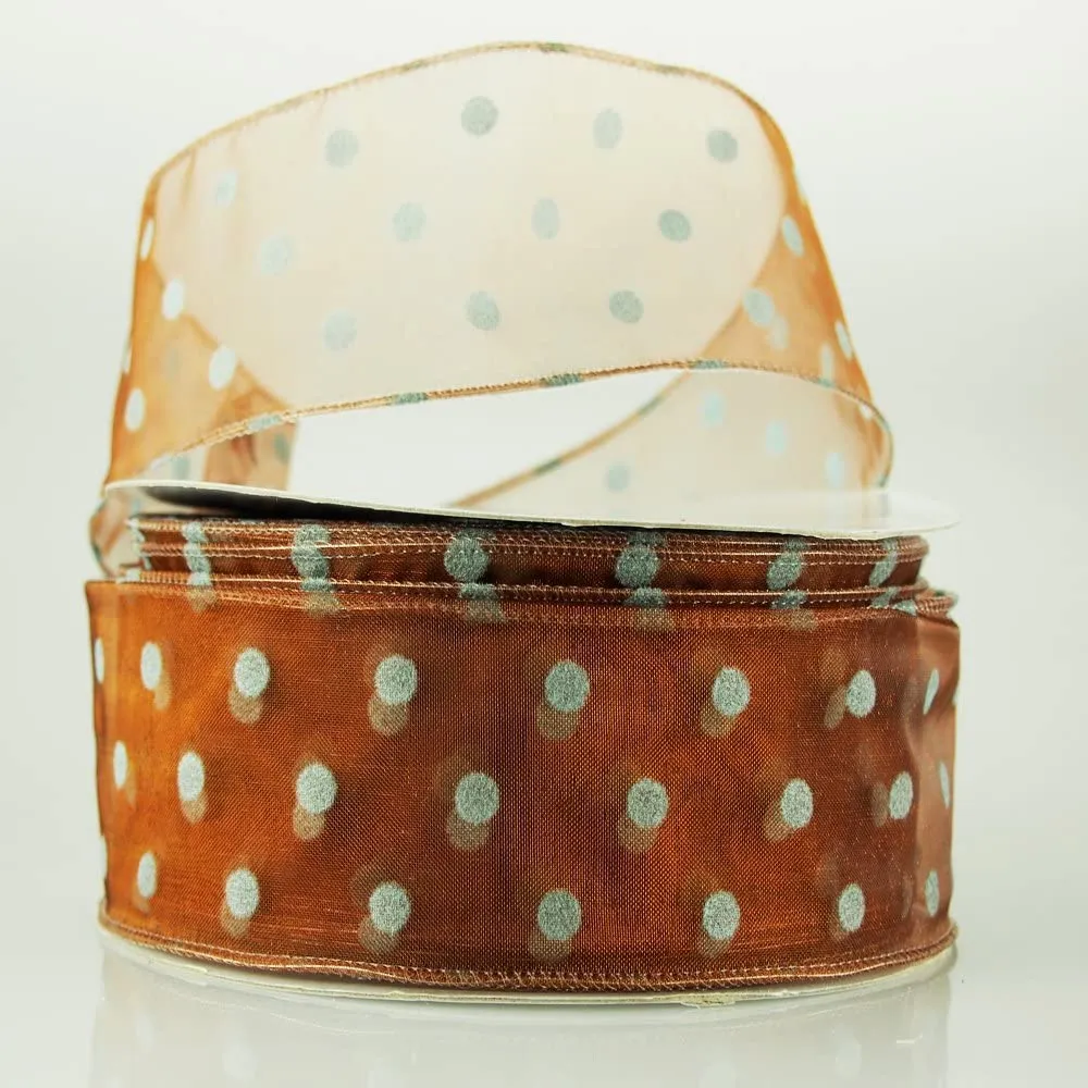 Organza Polka Dots Wired Ribbon, 2-Inch, 50-Yard