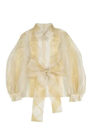 ORLOV - White/Gold Stripe Organza