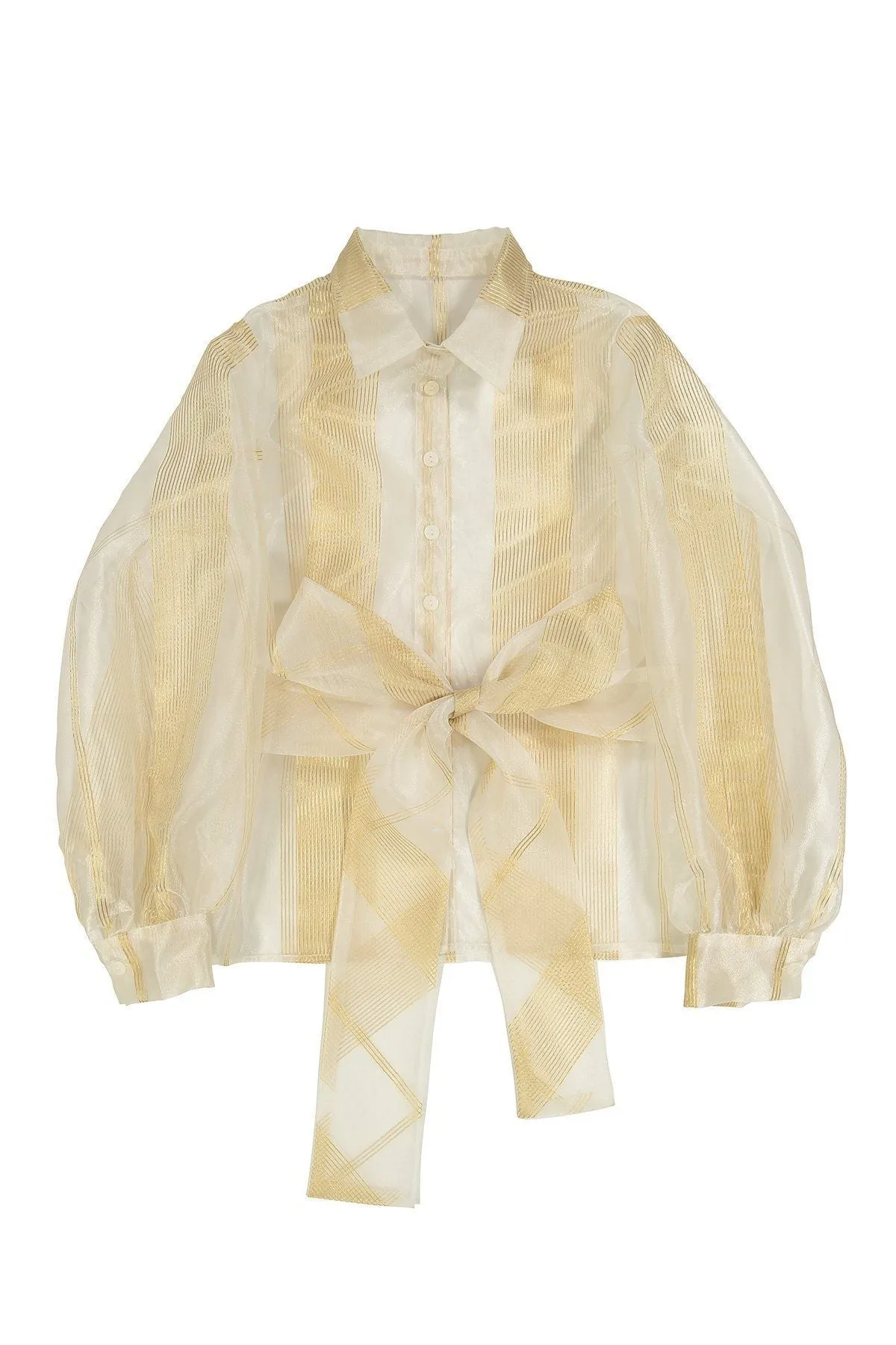 ORLOV - White/Gold Stripe Organza
