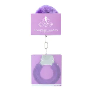 Ouch! Pleasure Furry Handcuffs With Quick-Release Purple