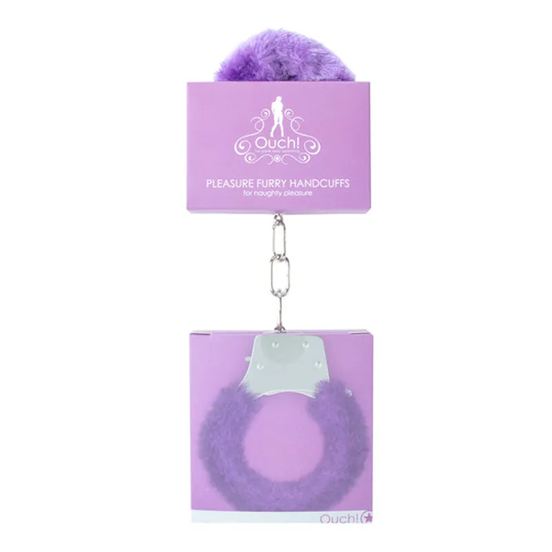 Ouch! Pleasure Furry Handcuffs With Quick-Release Purple