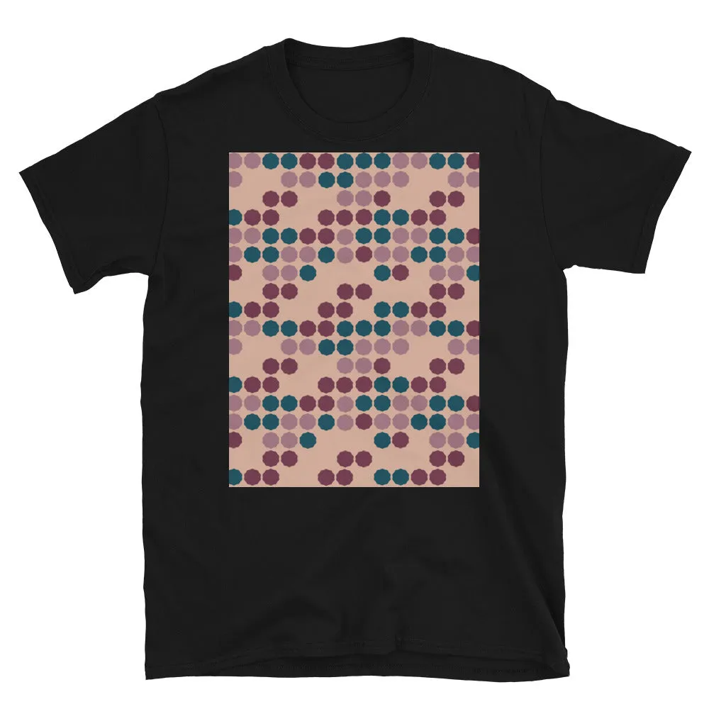 Patterned Short-Sleeve Unisex T-Shirt | 50s Style Pink | Vintage Dot Matrix