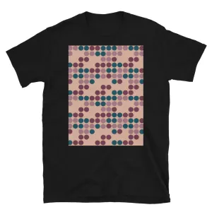 Patterned Short-Sleeve Unisex T-Shirt | 50s Style Pink | Vintage Dot Matrix