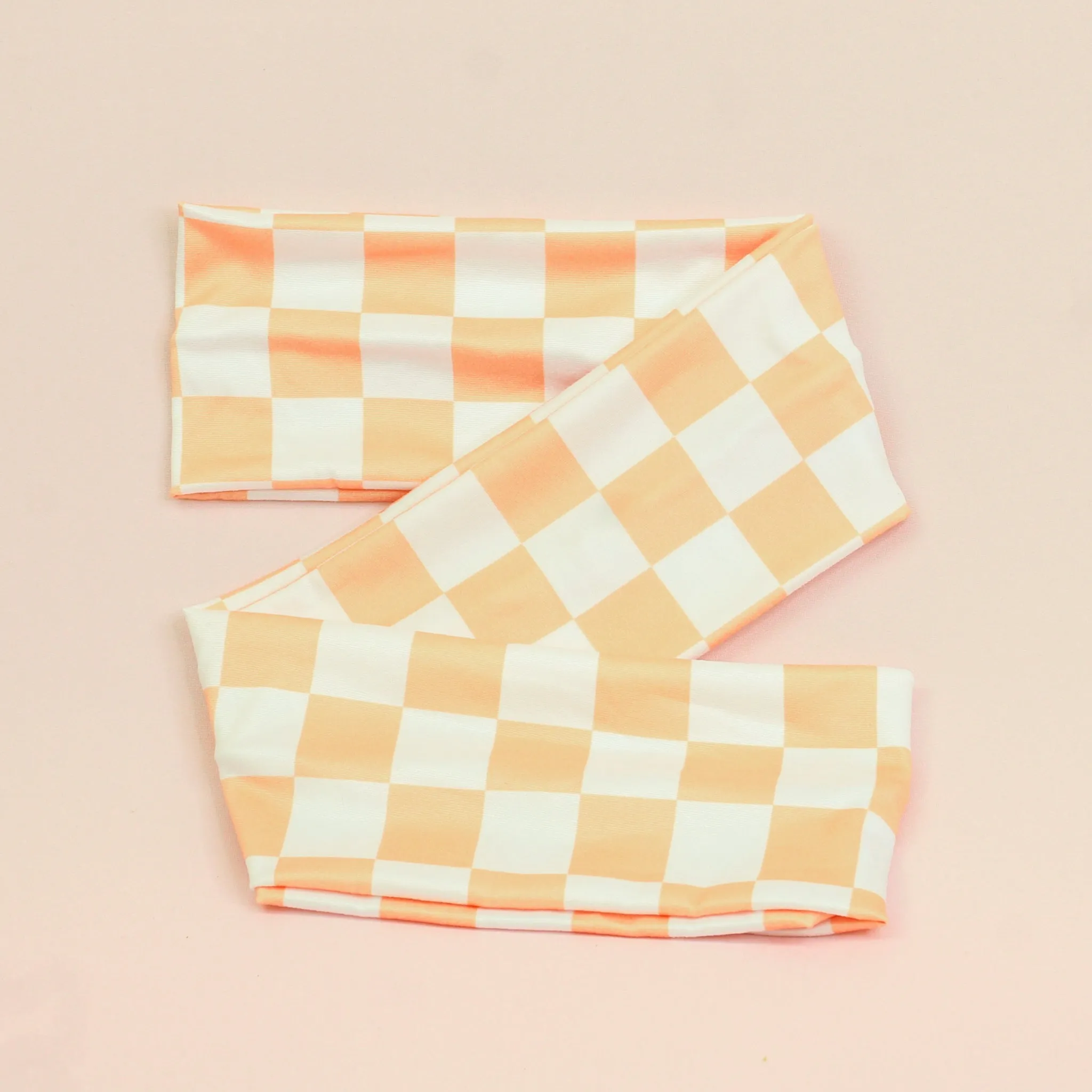 Peach Fuzz Checker Wrap Headband