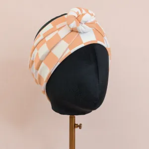 Peach Fuzz Checker Wrap Headband