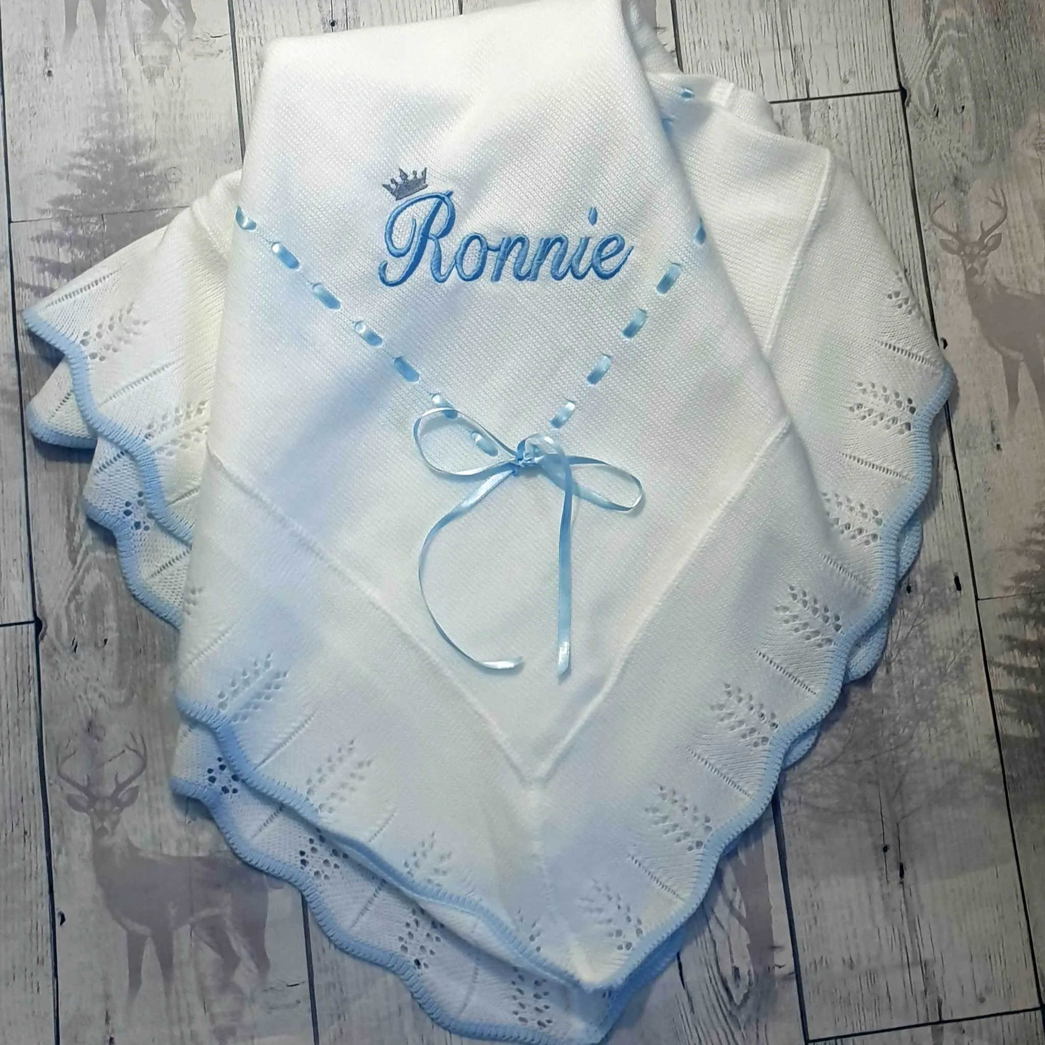 Personalised Spanish Knitted Shawl / Blanket - Boys