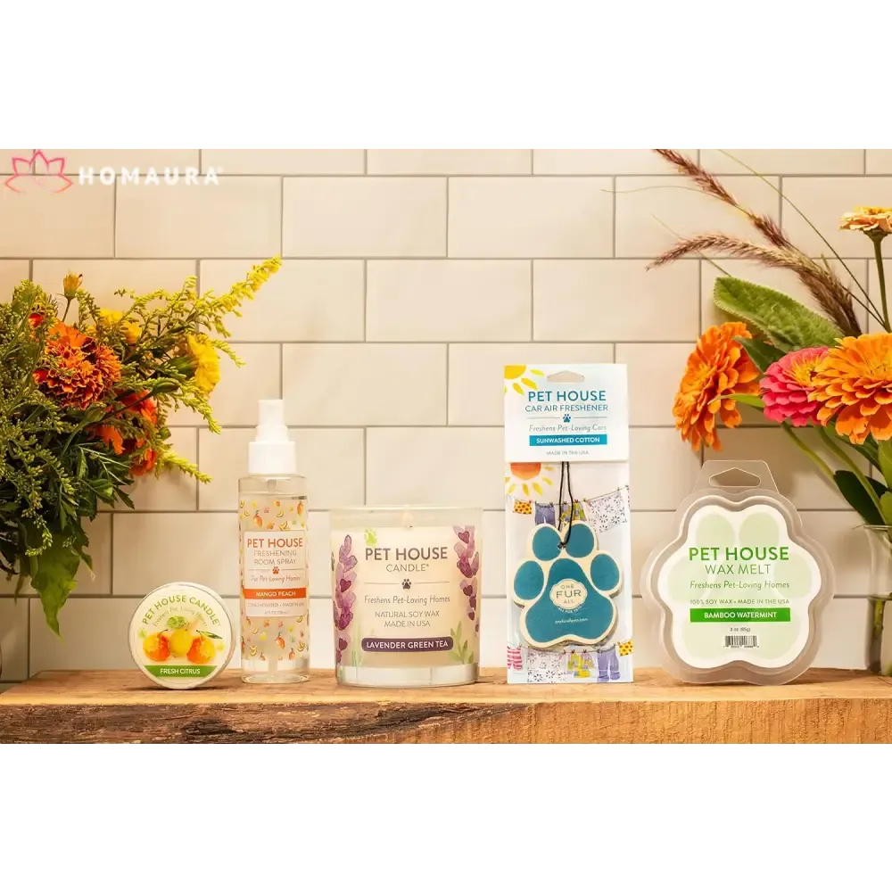 Pet House Sunwashed Cotton Eco-Friendly Soy Candles for Odor Control