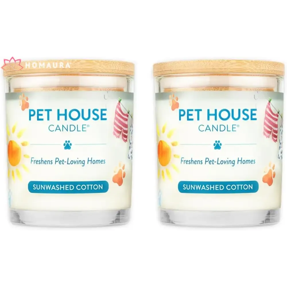 Pet House Sunwashed Cotton Eco-Friendly Soy Candles for Odor Control