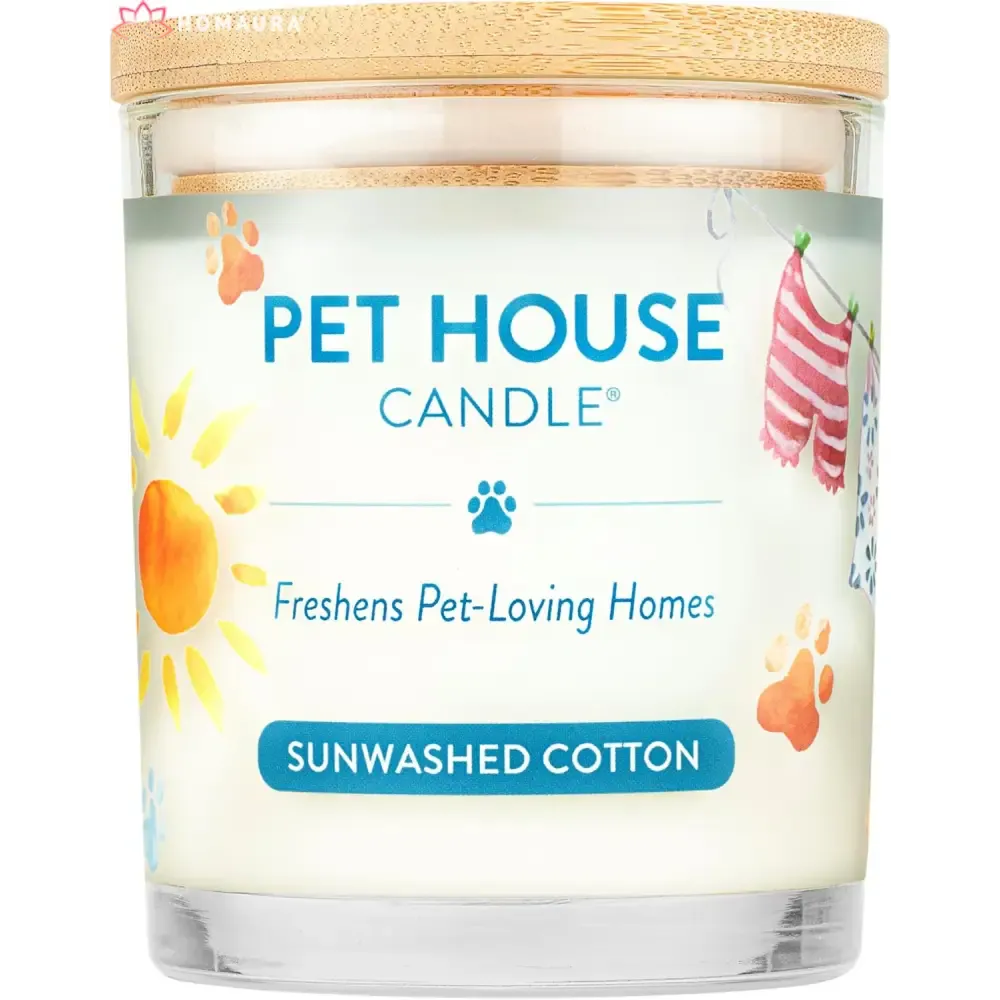 Pet House Sunwashed Cotton Eco-Friendly Soy Candles for Odor Control
