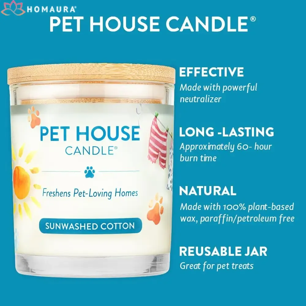 Pet House Sunwashed Cotton Eco-Friendly Soy Candles for Odor Control
