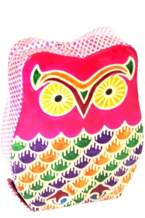 Pink Vintage Owl Leather Art Coin Bank