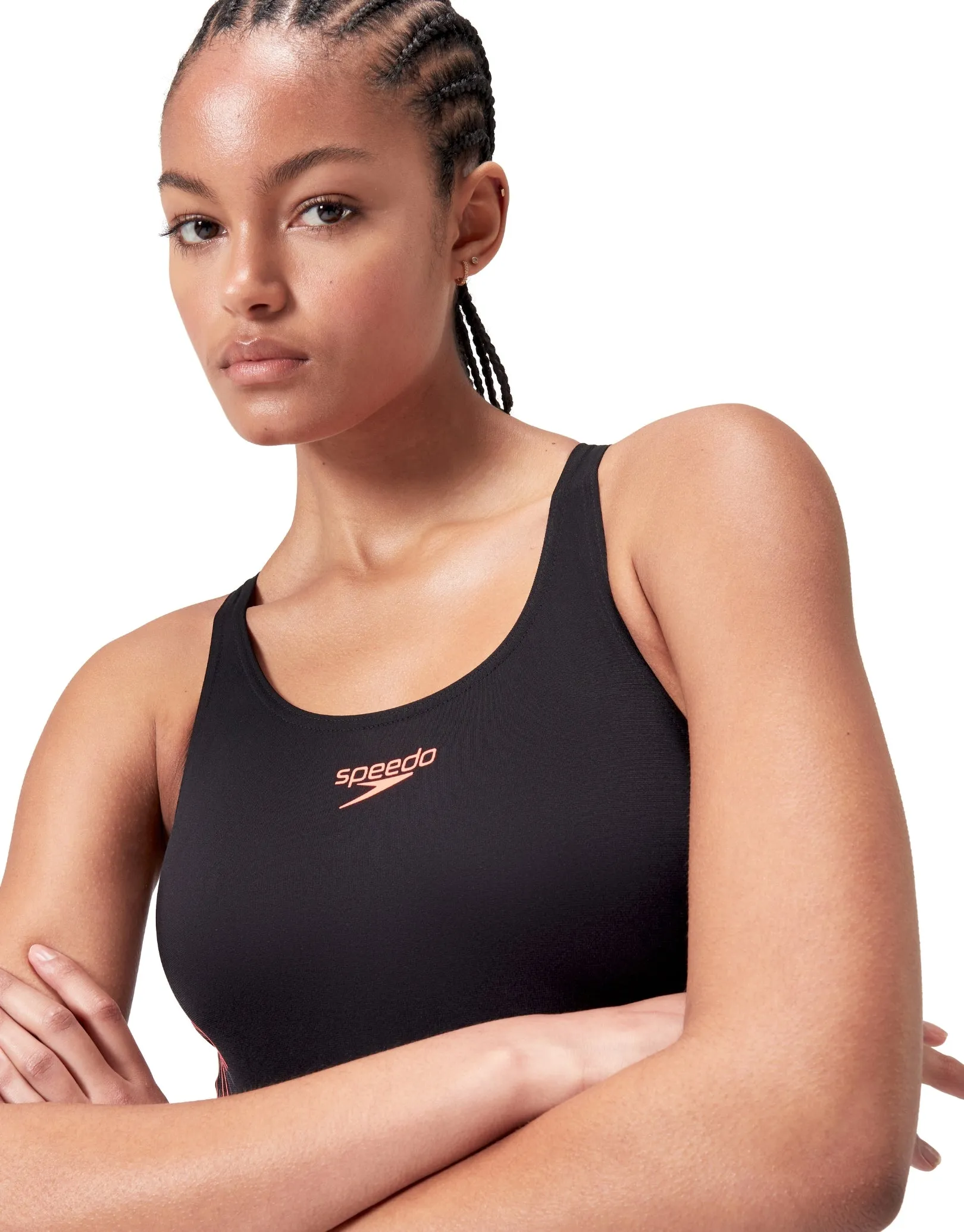 Placement Muscleback Swimsuit - Black/Red