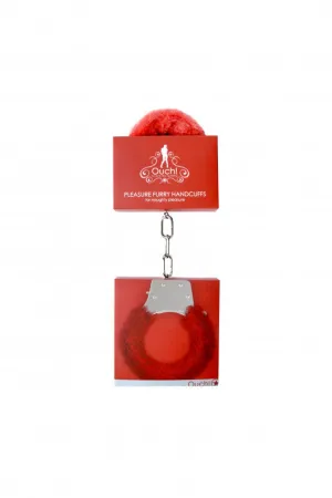 Pleasure Handcuffs Furry - Red
