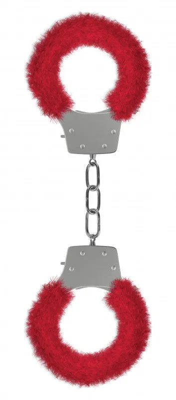 Pleasure Handcuffs Furry - Red