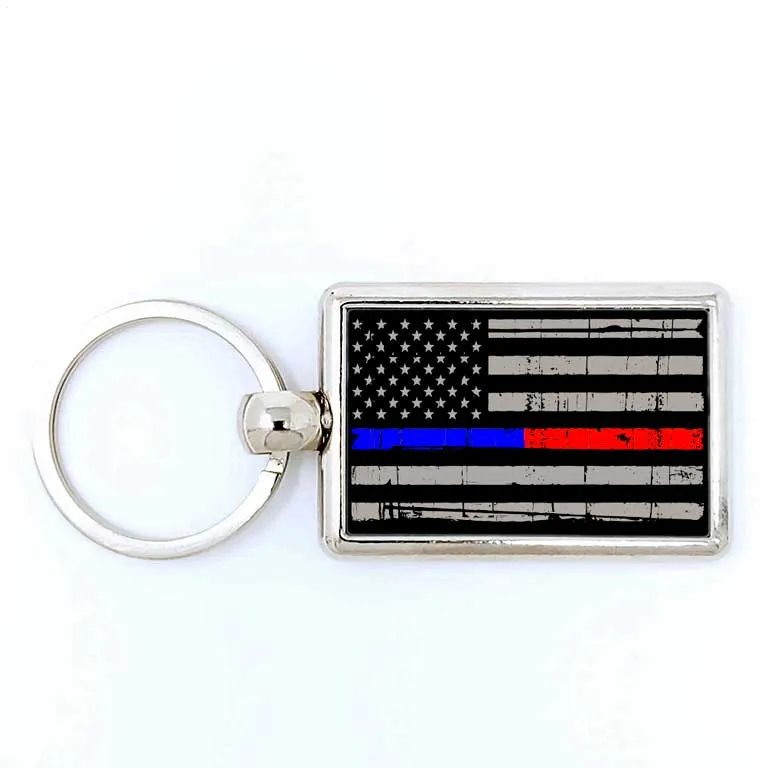 Police / Fire Thin Blue Line Thin Red Line Keychain