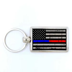 Police / Fire Thin Blue Line Thin Red Line Keychain