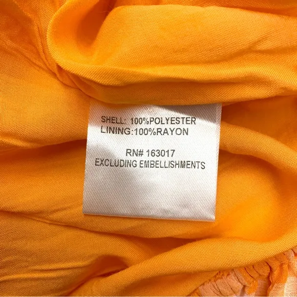 Princess Polly Tiered Orange Gingham Dress Size 6 Puff Sleeves Backless NWT