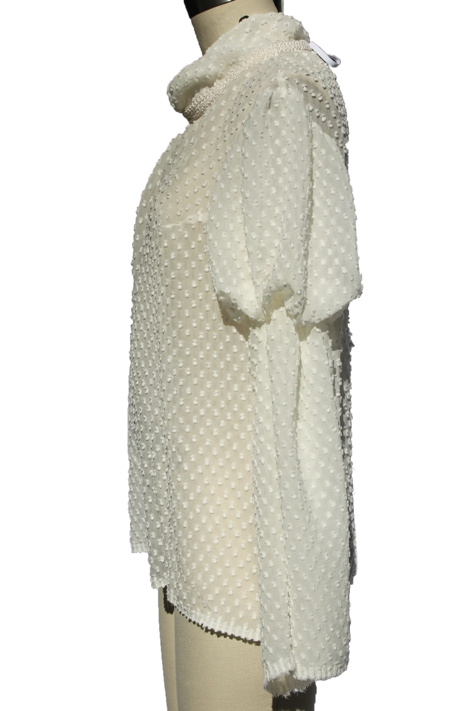 Puff Sleeve Sheer Silk Blouse